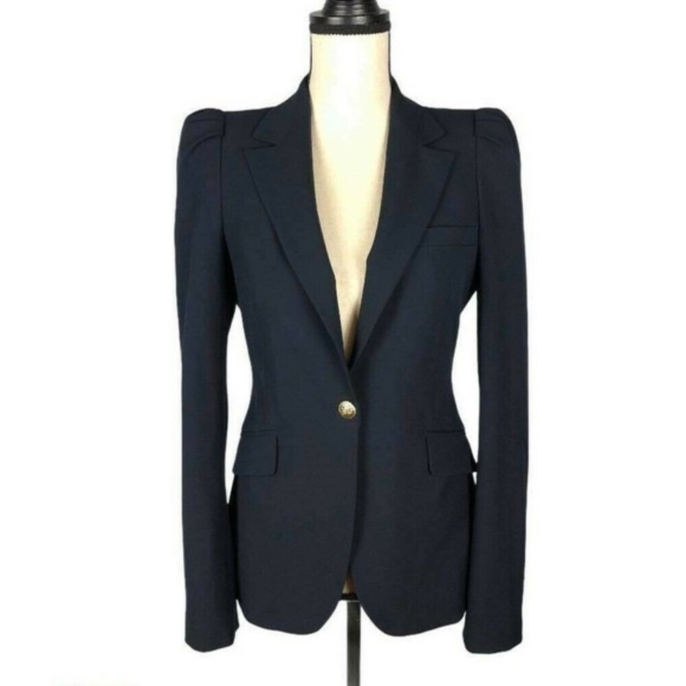 💖💕Beautiful Zara Gathered Shoulder Blazer in Navy Blue💕💖